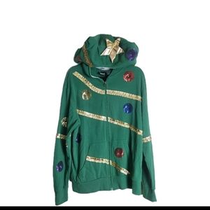 MAD Engine Men's - Unisex Green Ugly Xmas Holiday Hoodie Sweatshirt Sz. Large